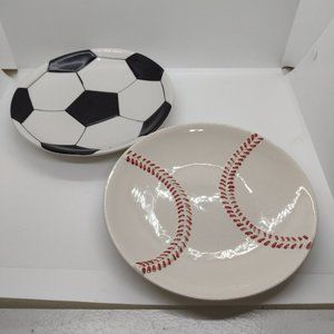 Kids Sports vintage Snack Plates Pottery Barn Soccer Baseball Kids Sport 2